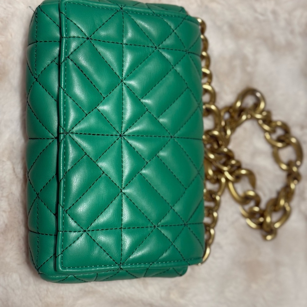 Zara Green Gold Mini Quilted Bag